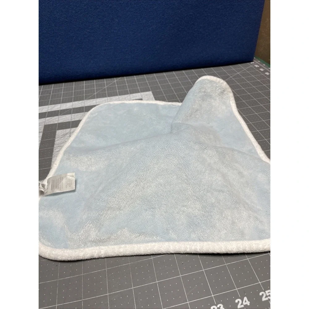 Love by Little Giraffe Blue White Plush Security Blanket/Lovey 14